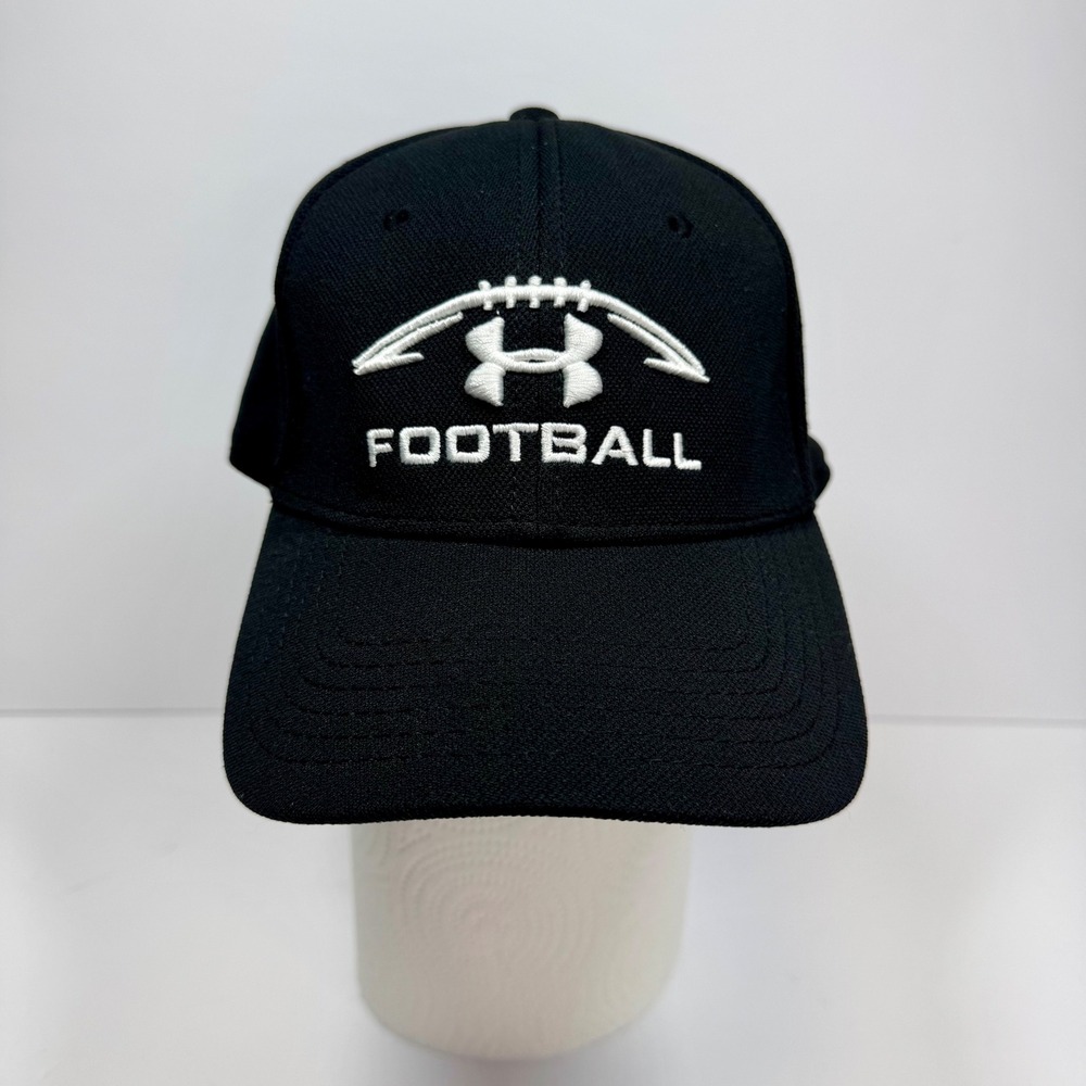 Under Armour Football Hat‎ Cap Embroidered Logo Fitted Black Sz MD/LG